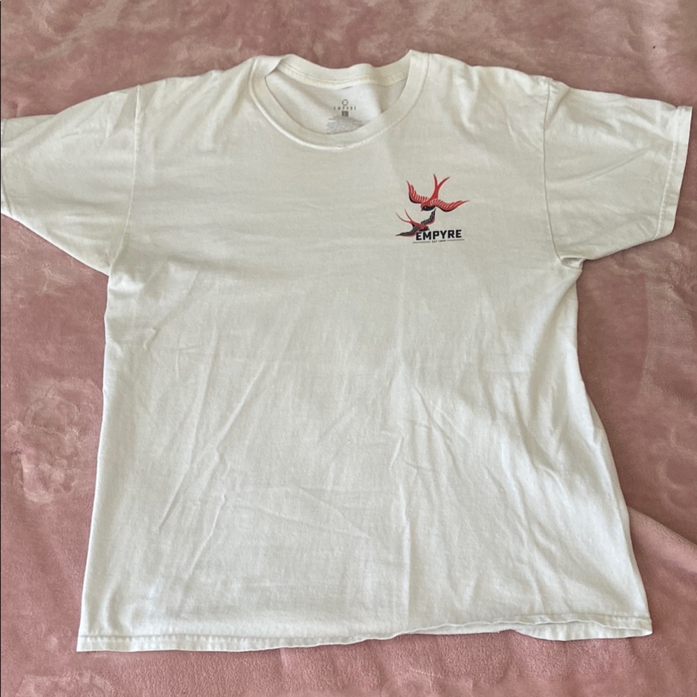 Empyre White Short Sleeve Tee with Embroidered Logo